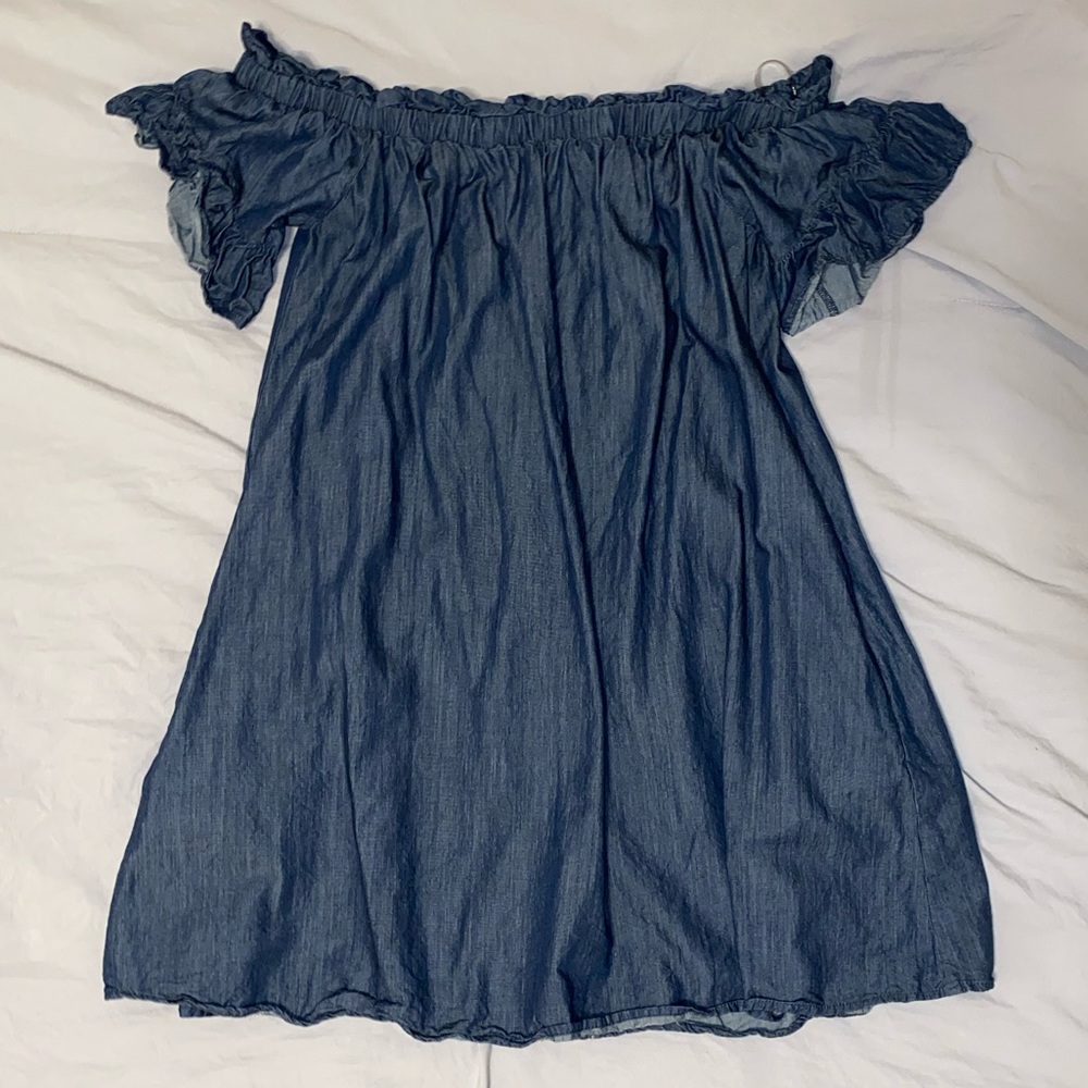 Off the Shoulder Jean Dress